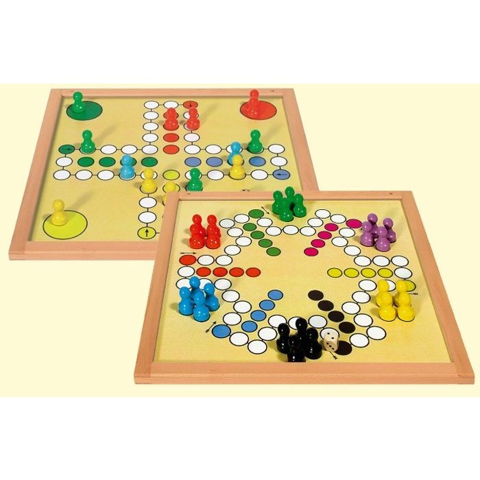 Ludo, magnétique très grand, pour 4 ou 6 joueurs (2 faces de jeu) - 50 x 50 cm