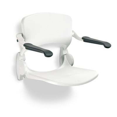 Siège de douche Linido ergonomique avec dossier + accoudoirs - Blanc