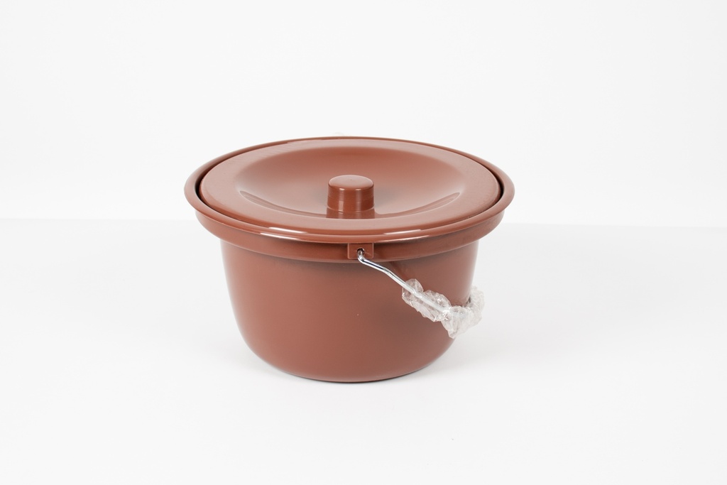 Seau rond (rebord-brun) avec couvercle pour chaise percée BW