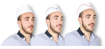 Calot plat en papier blanc avec liseret bleu - boite de 100