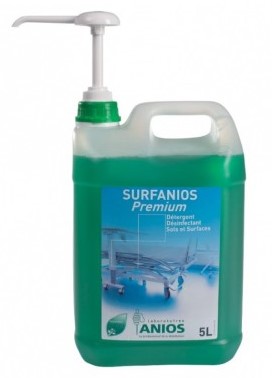 Surfanios premium 5L + pompe ! Biocide circuit restreint, à utiliser avec précaution après lecture des instructions d'emploi - L' acheteur à l' obligation légale de s'enregistrer via www.biocide.be