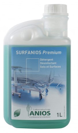 Surfanios premium 1l ! Biocide circuit restreint, à utiliser avec précaution après lecture des instructions d'emploi - L' acheteur à l' obligation légale de s'enregistrer via www.biocide.be