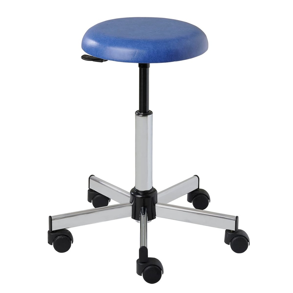 Tabouret Gamme 120 : Assise Ronde Ø 35 cm épaisseur 6 cm - Pied Chromé sur roulettes