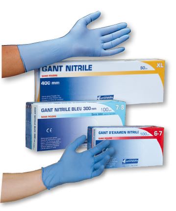 GANT MANCHETTE LONGUE 300mm NITRILE BLEU