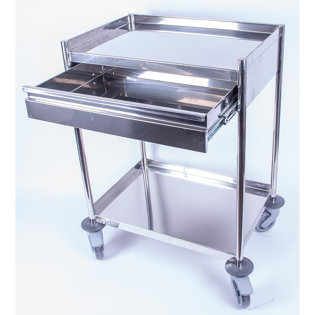 Guéridon inox 60x40cm - 1 tiroir 