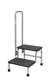 Marchepied inox Holtex, 2 marches avec rampe/poignée spécial phlébologie