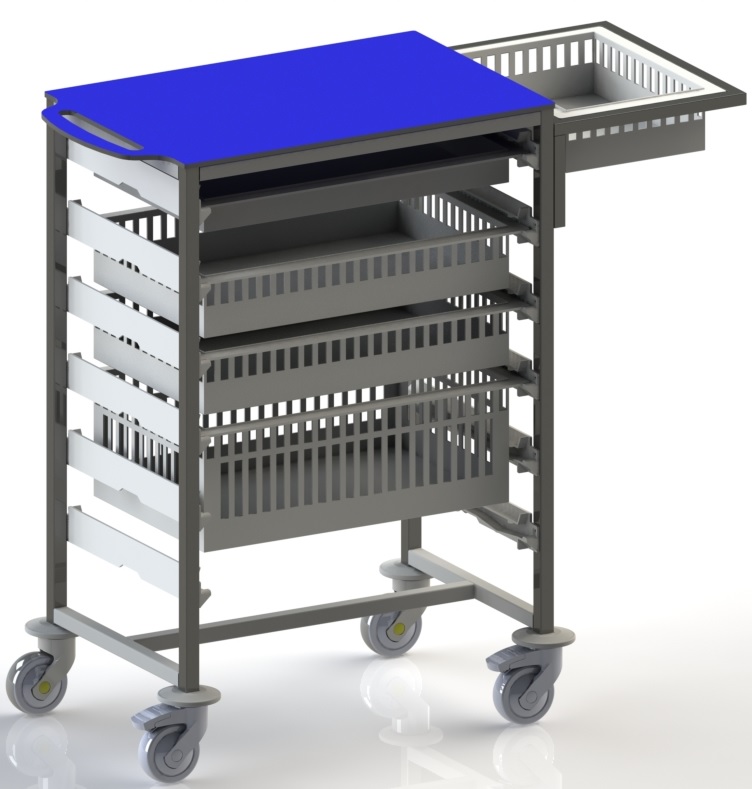 Chariot de stockage modulaire résine/époxy - gris