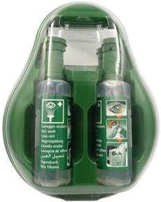 Kit rince-œil 2 x 500 ml avec fixation murale