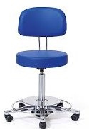 Greiner tabouret de travail avec dossier large et assise  Ø40 cm - Hauteur réglable 51-71 cm déclenchement pied