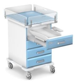 Techmed table à langer 3 tiroirs + 1 tiroir pour pèse-bébé - RAL5012 bleu