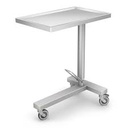 Techmed table à instruments  E-01KO  + Plateau amovible - réglable en hauteur 960-1330 mm + pédale au pied  - 700 x 500 mm - roues doubles 100 mm mm