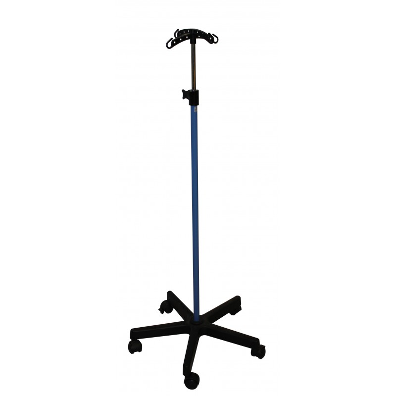 Porte-sérum à roulettes 4 crochets plastiques