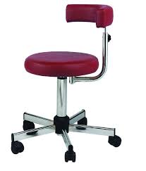 Tabouret assise épaisse - 5 roulettes + dossier arrondi